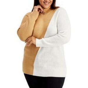 Alfani Plus Size Colorblock Turtleneck Sweater 3X